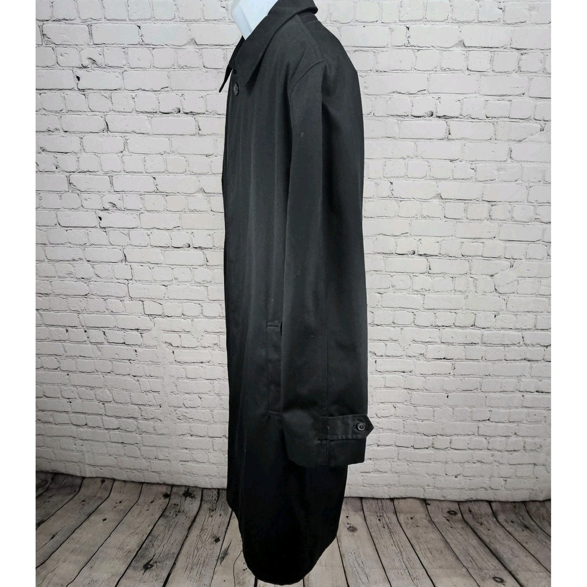 Bill Blass 3000 Black Removable Faux Fur Bodywarmer Buttoned Trench Coat 42L