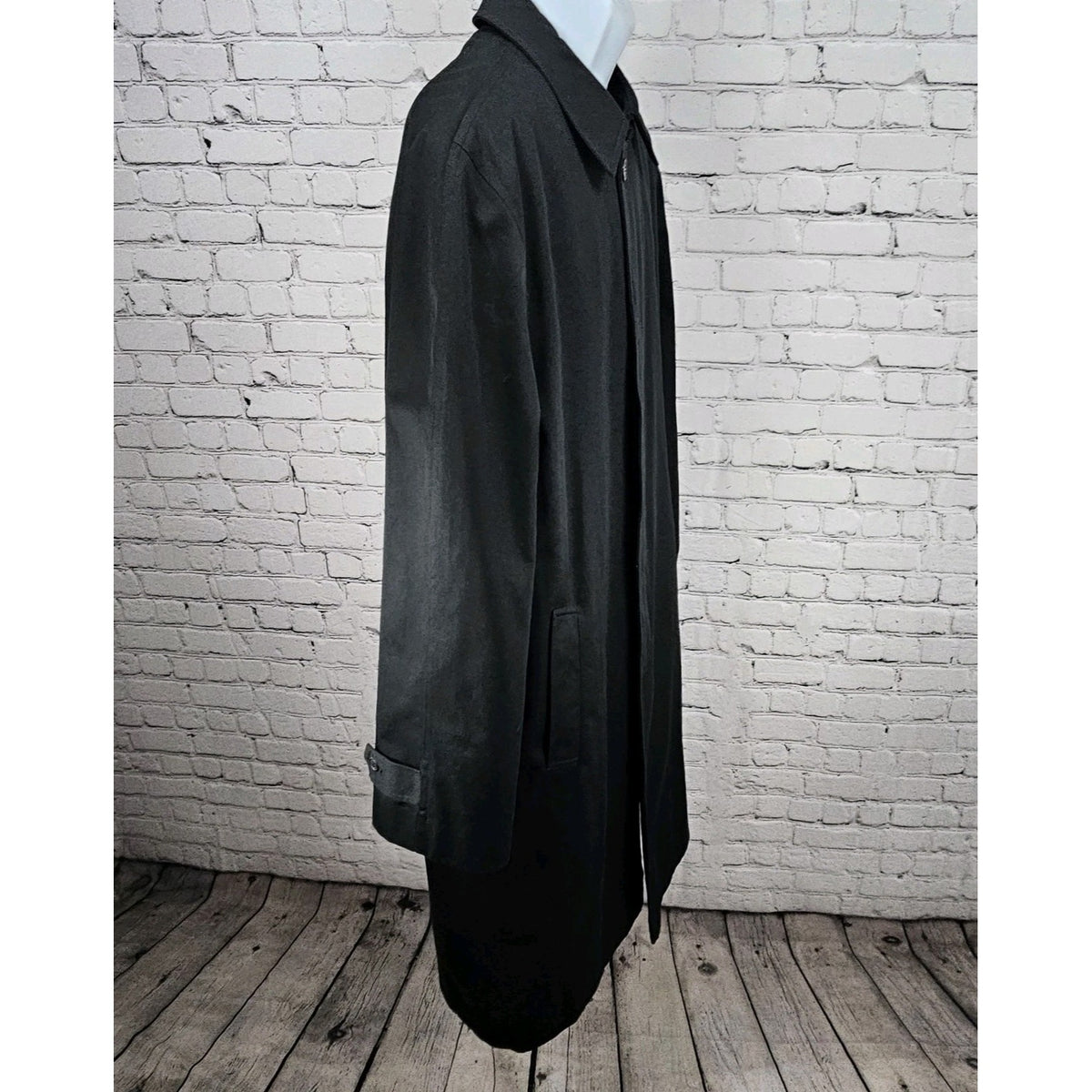 Bill Blass 3000 Black Removable Faux Fur Bodywarmer Buttoned Trench Coat 42L
