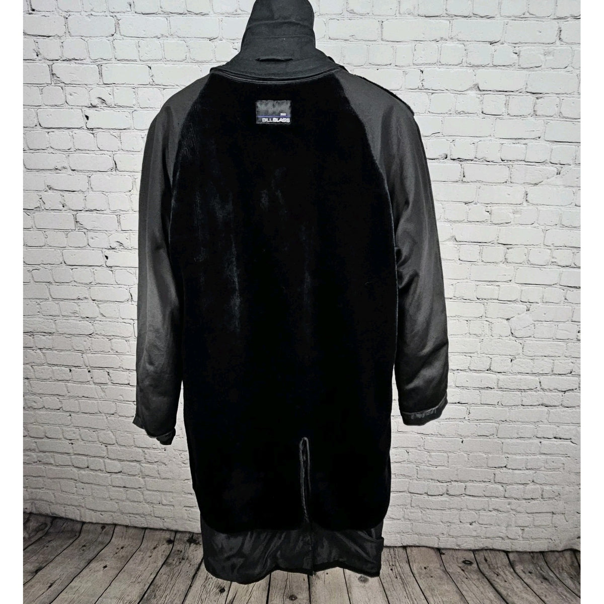 Bill Blass 3000 Black Removable Faux Fur Bodywarmer Buttoned Trench Coat 42L