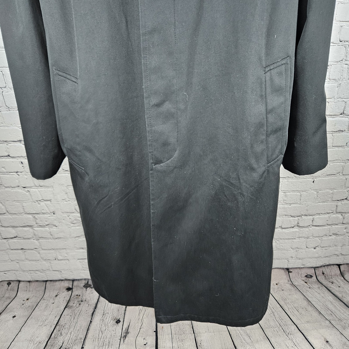 Bill Blass 3000 Black Removable Faux Fur Bodywarmer Buttoned Trench Coat 42L