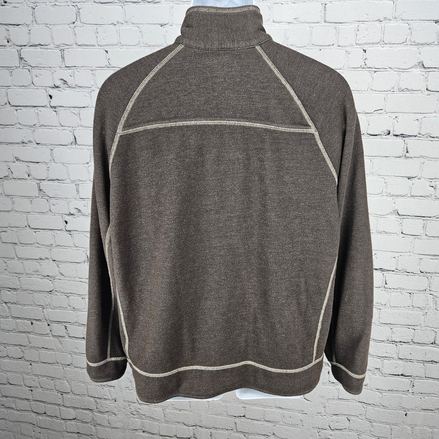 Tommy Bahama Brown 1/4 Zip Mock Neck Long Sleeve Pullover Sweatshirt Jacket XL