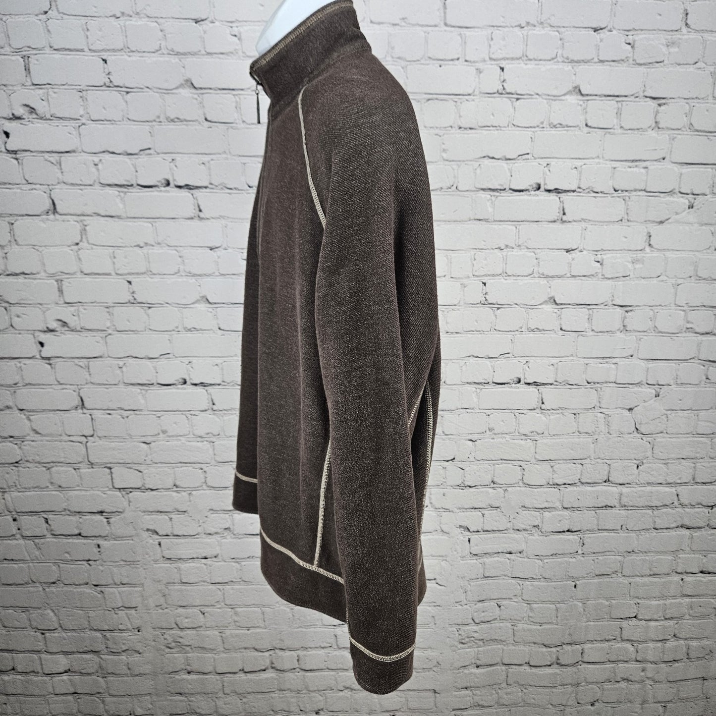 Tommy Bahama Brown 1/4 Zip Mock Neck Long Sleeve Pullover Sweatshirt Jacket XL