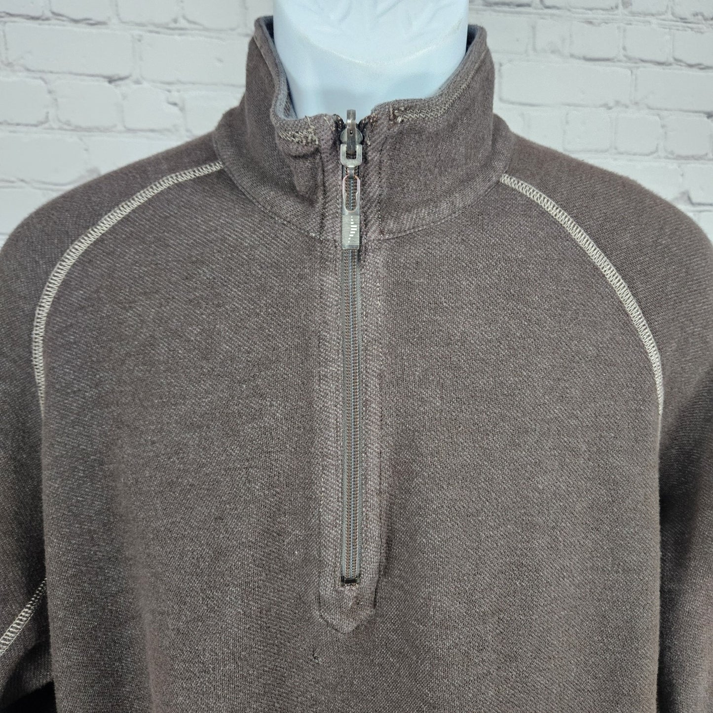 Tommy Bahama Brown 1/4 Zip Mock Neck Long Sleeve Pullover Sweatshirt Jacket XL