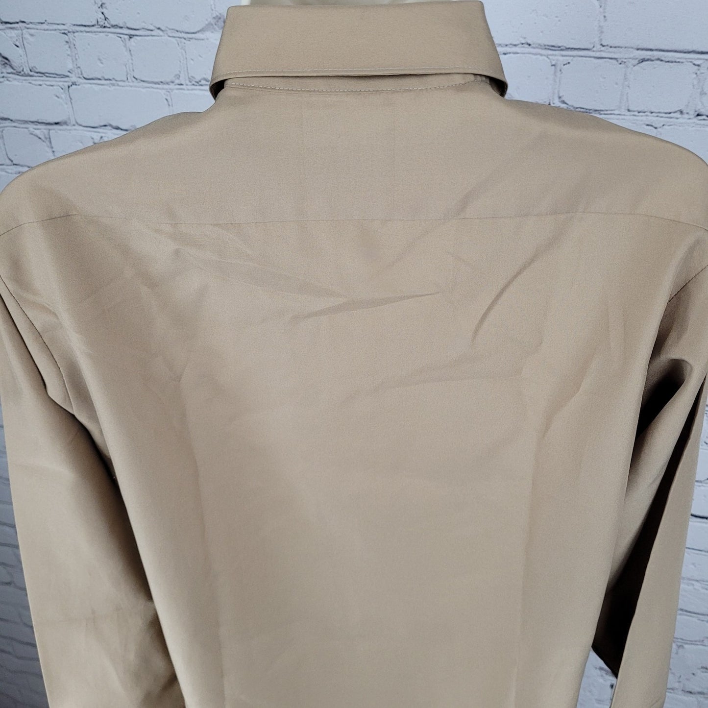 VTG Van Heusen Light Brown Super Silk Lightweight Long Sleeve Shirt Size 20