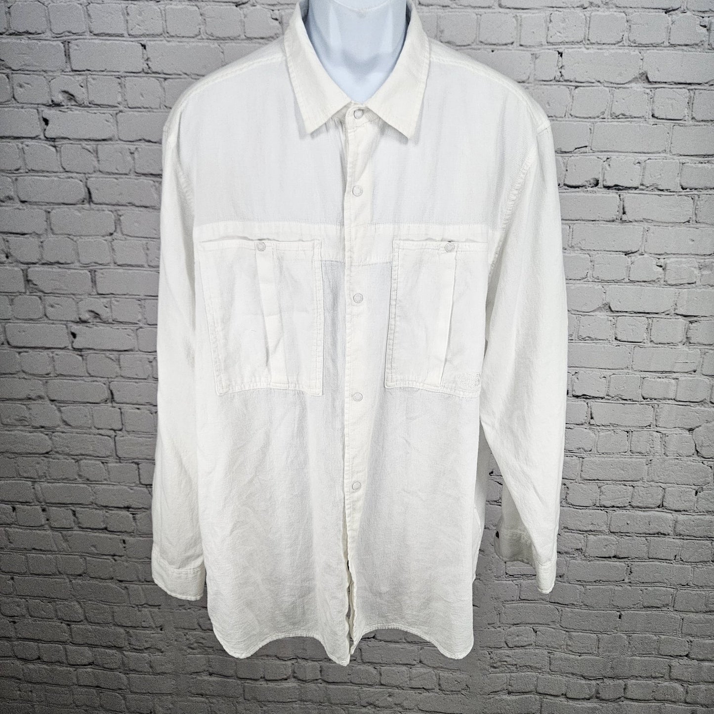 The North Face Ivory White Snap Up Vented Back Lightweight Long Sleeve Shirt XXL