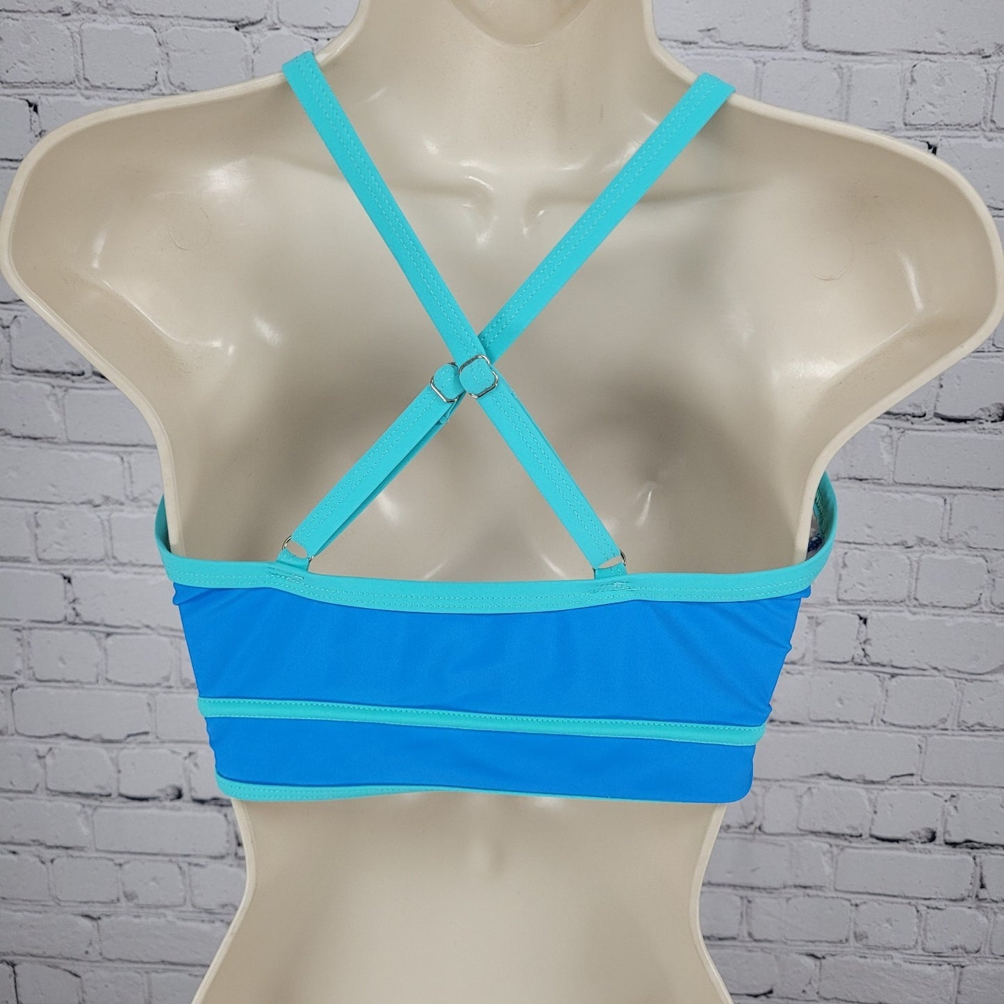 B.Swim Blue Racerback Removable Pads Swimsuit Bikini Top Size Medium M