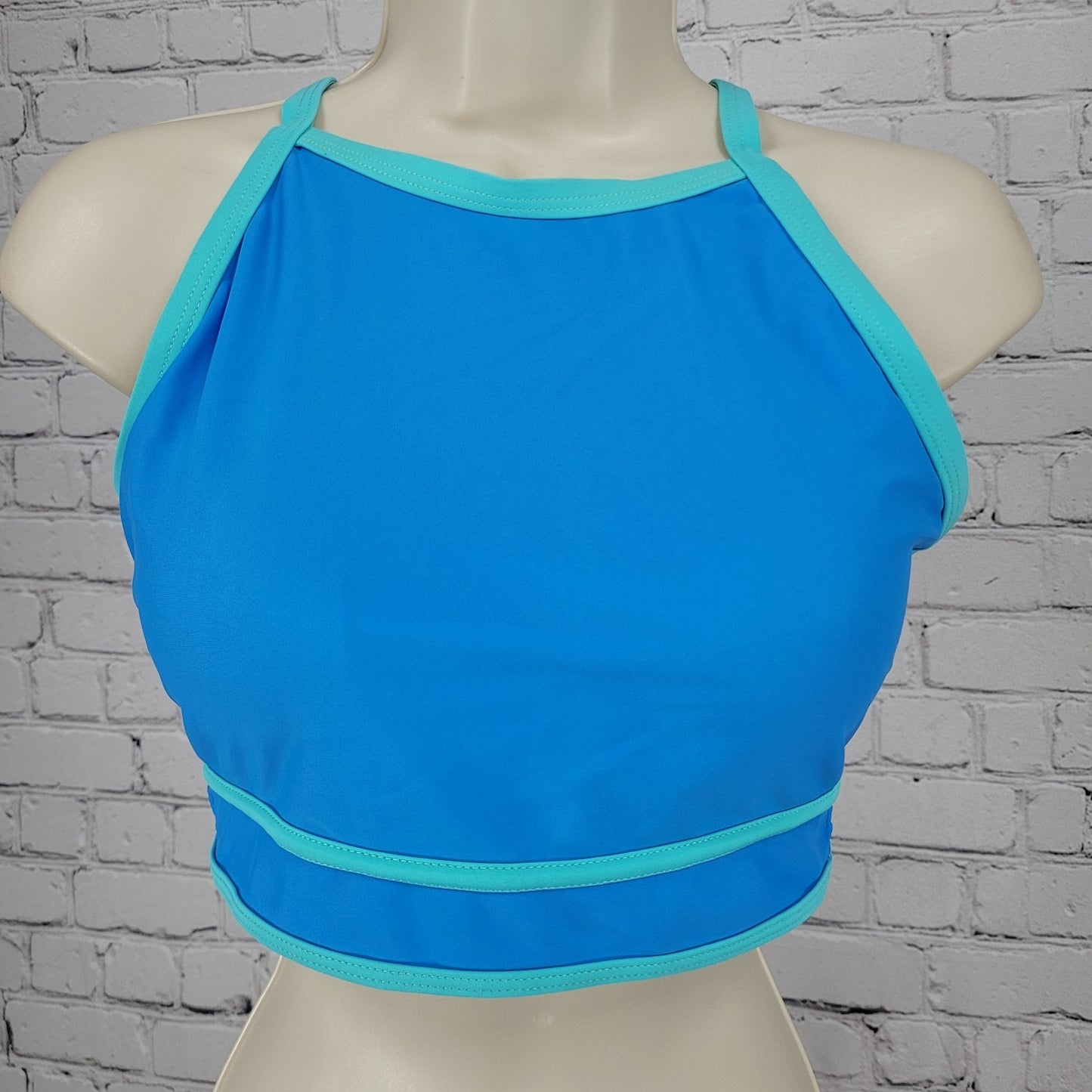 B.Swim Blue Racerback Removable Pads Swimsuit Bikini Top Size Medium M