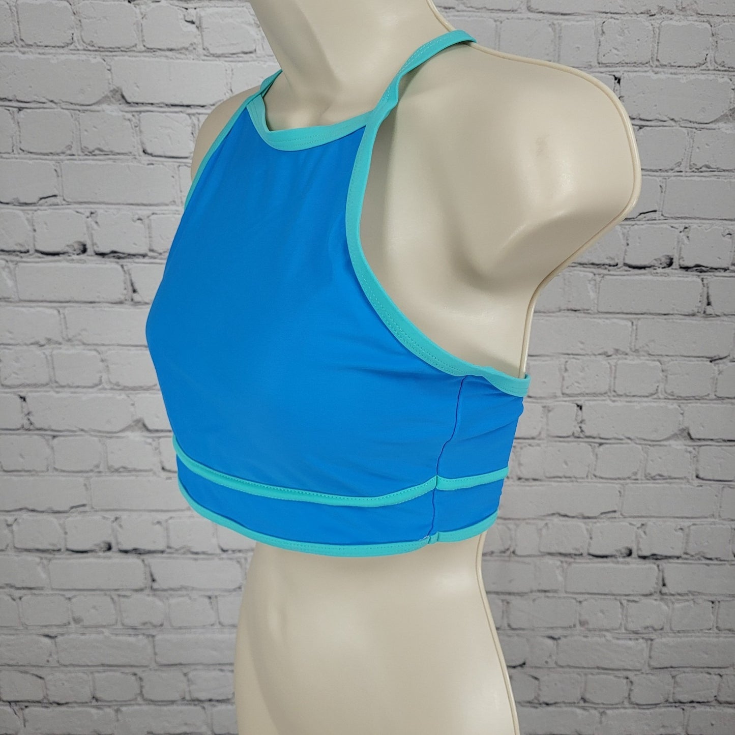 B.Swim Blue Racerback Removable Pads Swimsuit Bikini Top Size Medium M