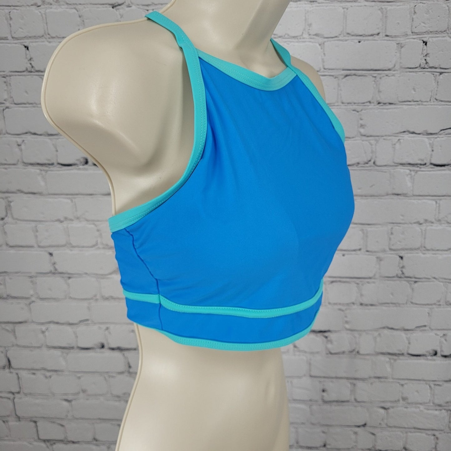 B.Swim Blue Racerback Removable Pads Swimsuit Bikini Top Size Medium M