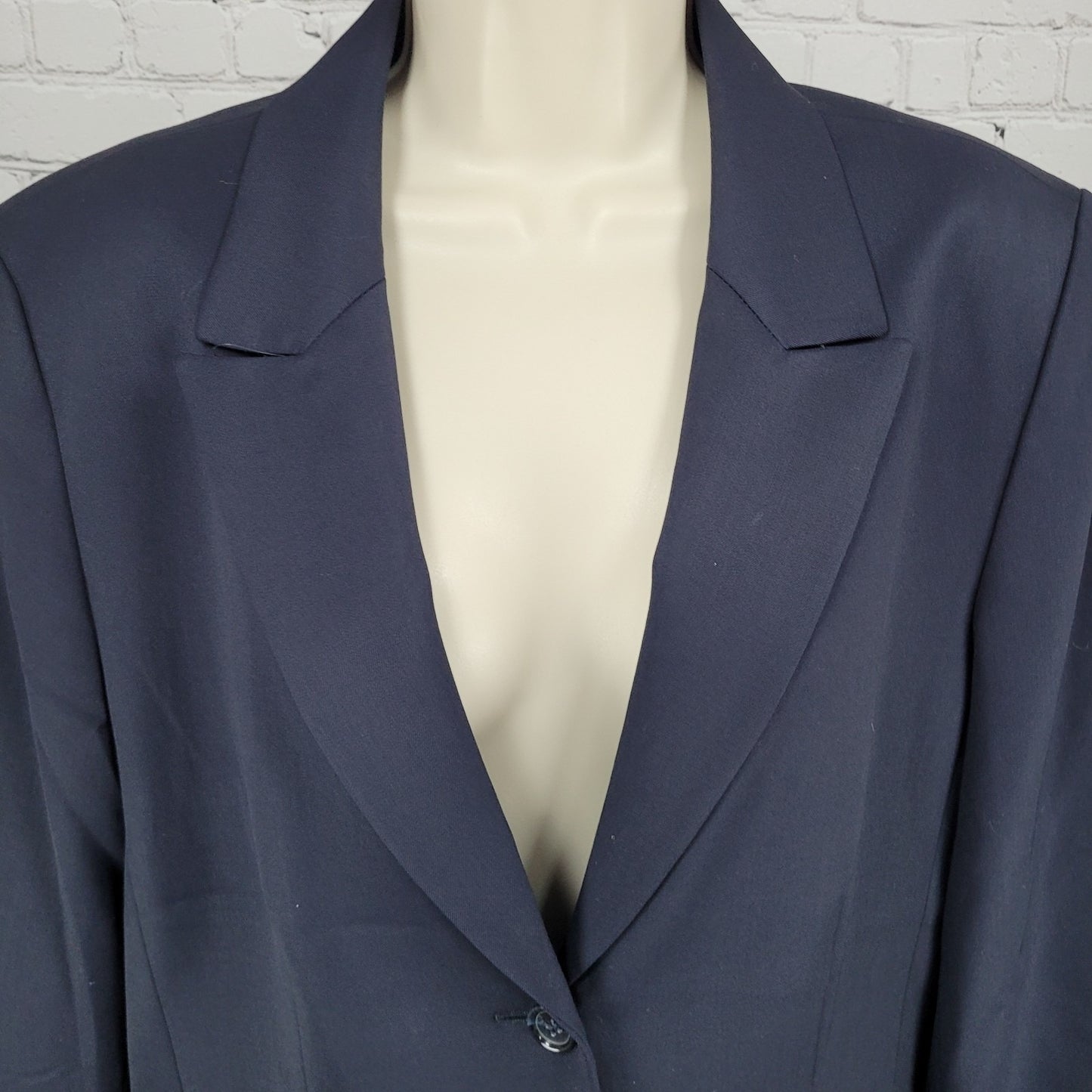 Talbots Blue Italian Wool Stretch 3 Button Peak Blazer USA Made Size 14