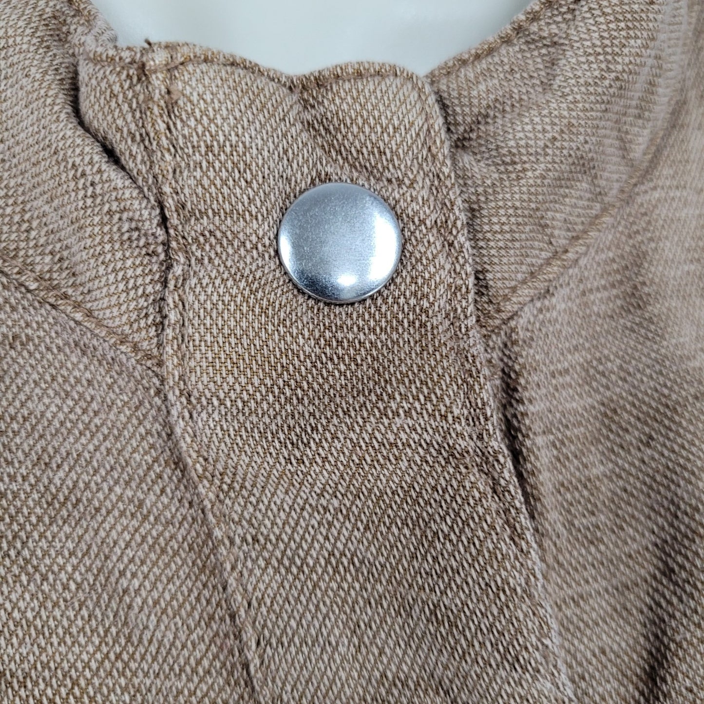 Nicole Miller Brown Linen Blend Lightweight Unlined Snap Jacket Size Large L