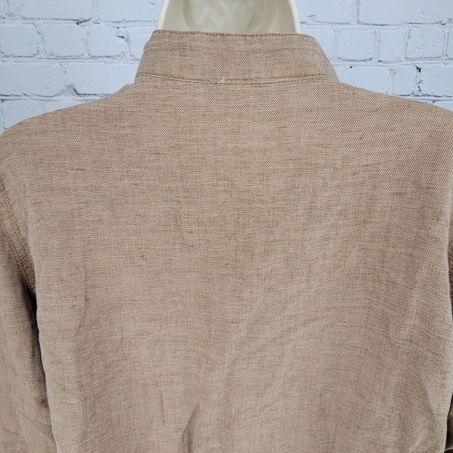 Nicole Miller Brown Linen Blend Lightweight Unlined Snap Jacket Size Large L