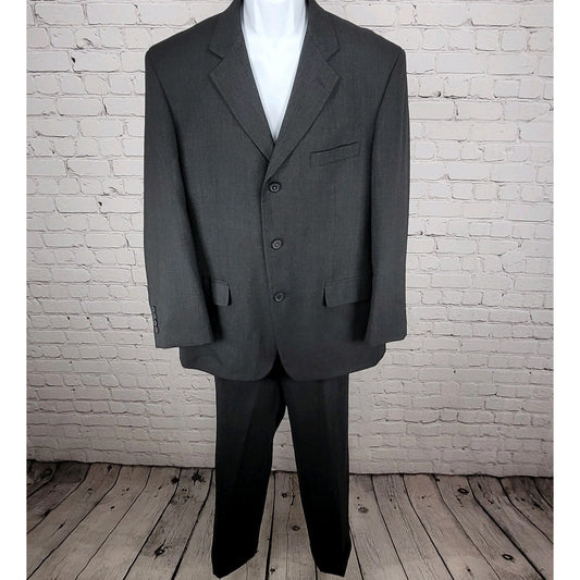 Versini Dark Grey 100% Wool 3 Button Blazer Full Two Piece Suit 42S 36W (36x28)