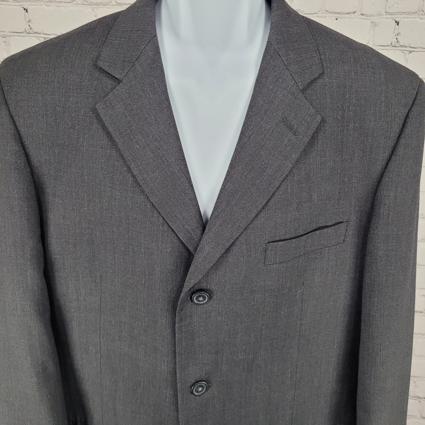 Versini Dark Grey 100% Wool 3 Button Blazer Full Two Piece Suit 42S 36W (36x28)