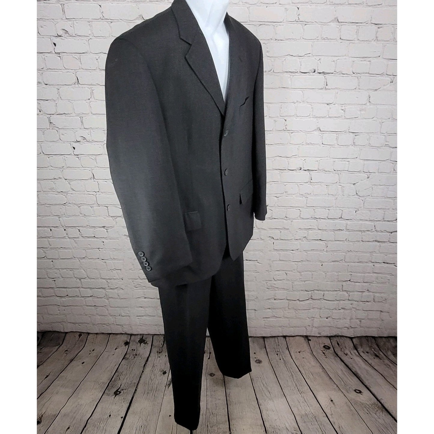 Versini Dark Grey 100% Wool 3 Button Blazer Full Two Piece Suit 42S 36W (36x28)