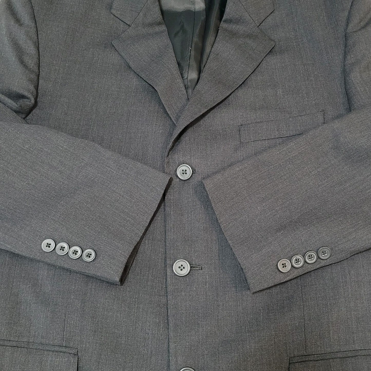 Versini Dark Grey 100% Wool 3 Button Blazer Full Two Piece Suit 42S 36W (36x28)
