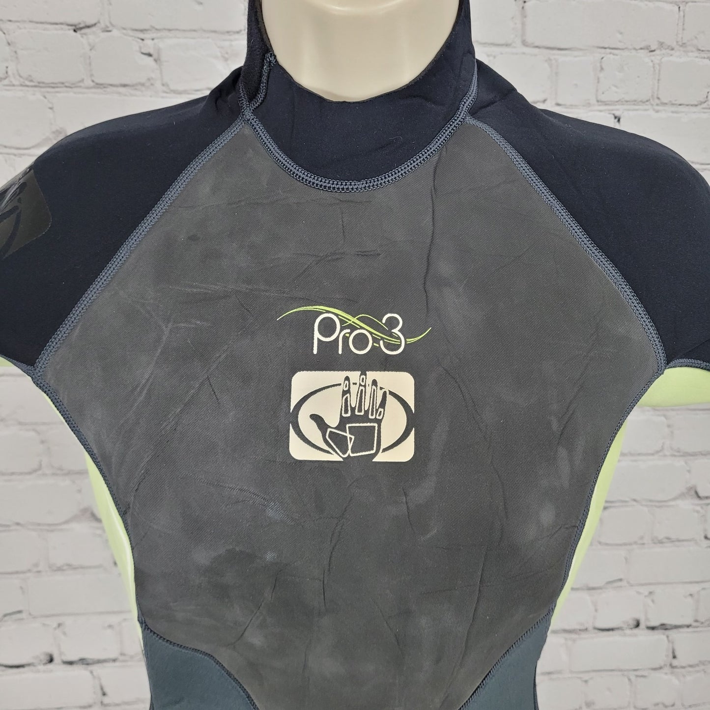 Body Glove Black Green Pro 3 2.1mm Back Zip Shorty Springsuit Wetsuit Womens 7/8