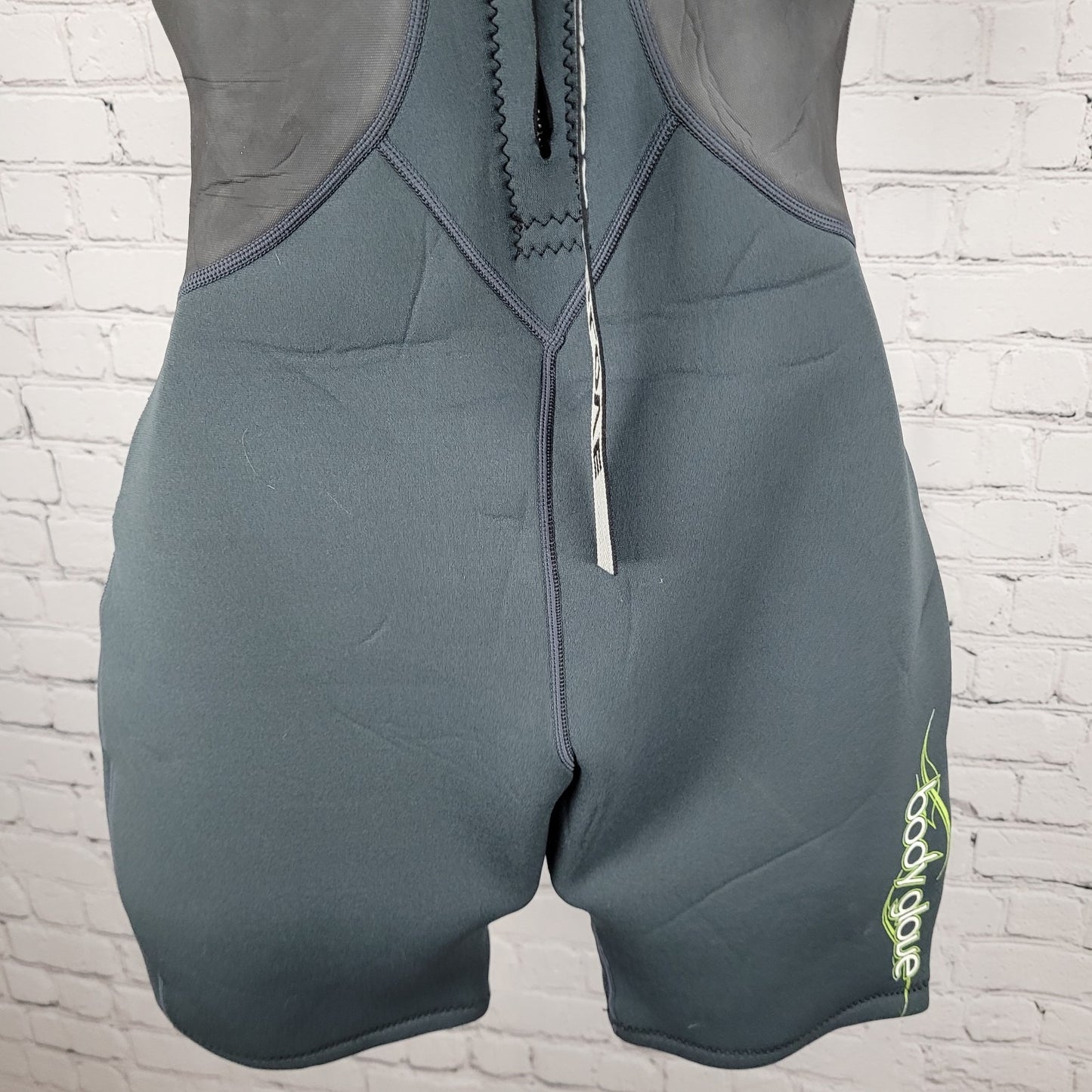 Body Glove Black Green Pro 3 2.1mm Back Zip Shorty Springsuit Wetsuit Womens 7/8