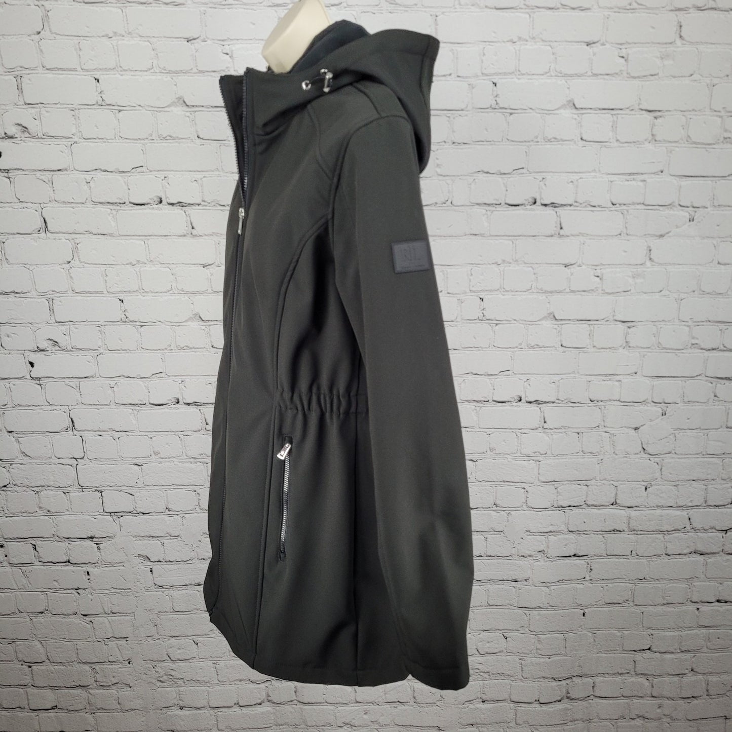 Ralph Lauren Black Label Black Hooded Fleece Lined Zip Soft Shell Jacket Medium