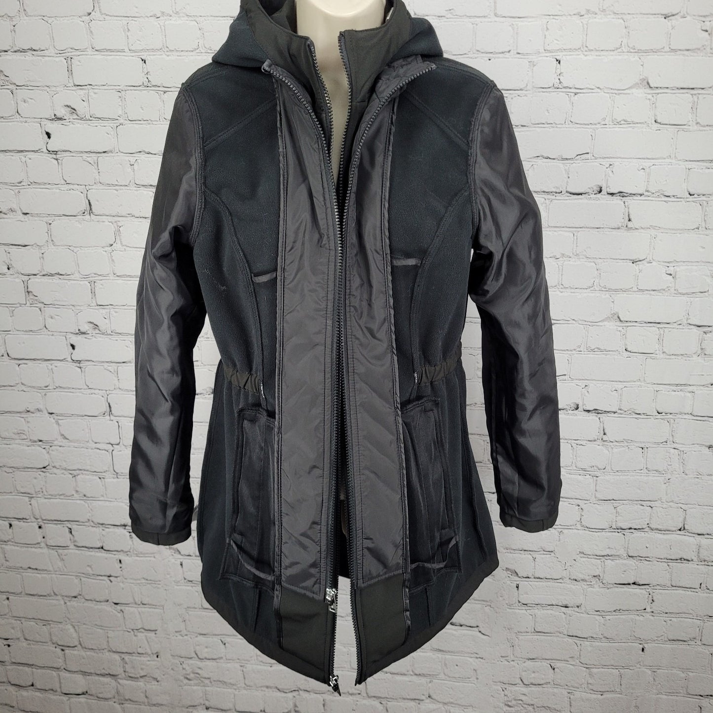 Ralph Lauren Black Label Black Hooded Fleece Lined Zip Soft Shell Jacket Medium