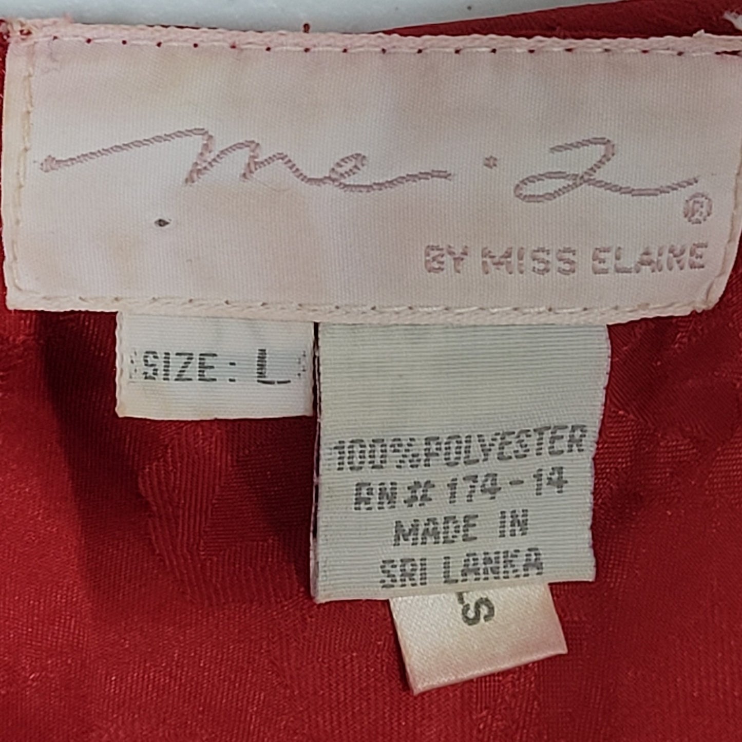 Me 2 Miss Elaine Red Satin Floral Nightgown & Robe 2 Piece Set Size M/L