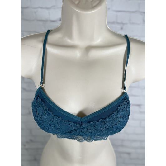 Urban Outfitters Out From Under Teal Lace Low Cut Unlined Bralette Size Small