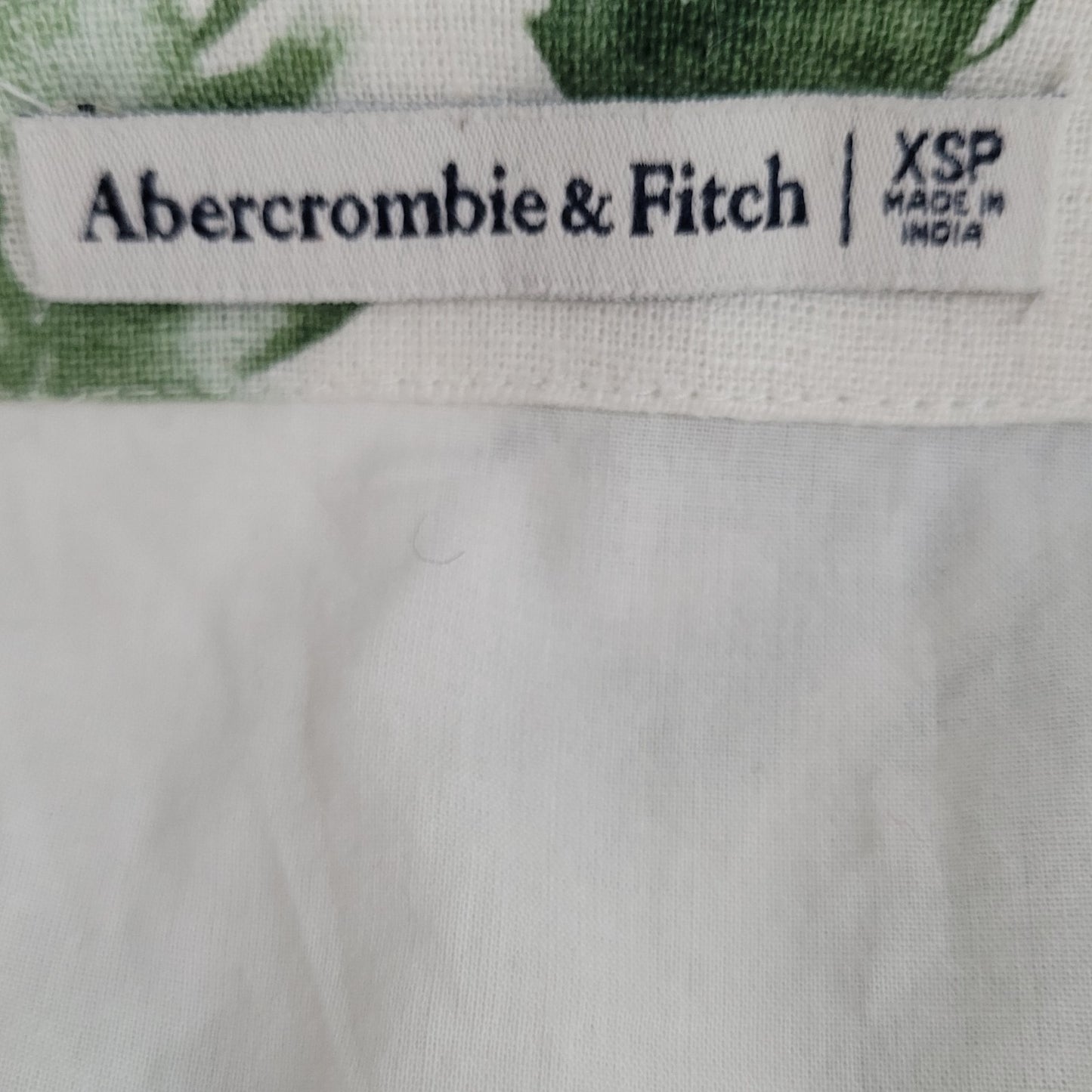 Abercrombie & Fitch White & Green Linen Cotton Floral Wrap Tie Dress Size XSP
