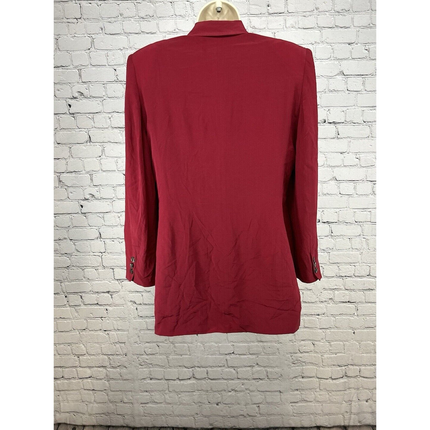 VTG Hugo Buscati Milano Silk Red Double Breasted Peak Lapel Women’s Blazer 12