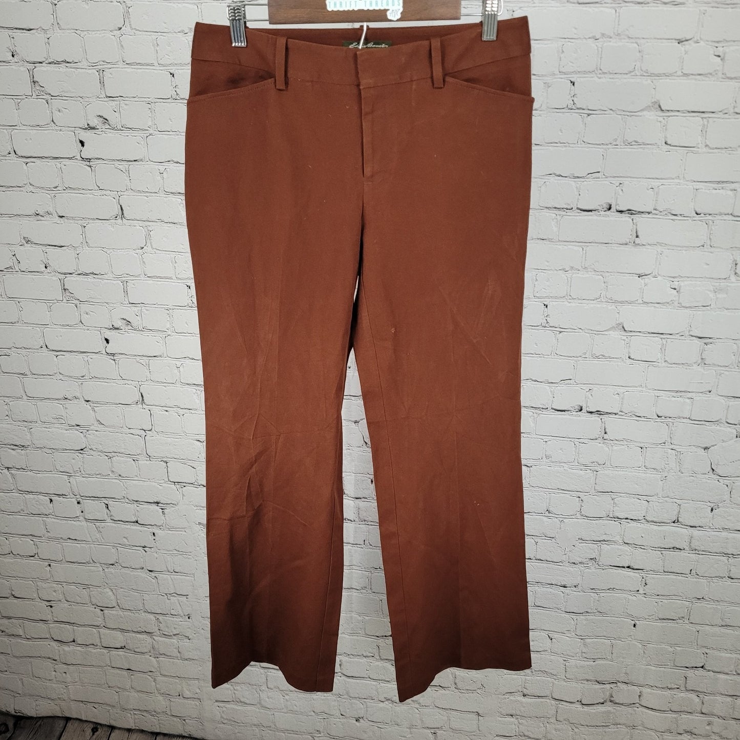 Eddie Bauer Brown Cotton Stretch Mid Rise Straight Leg Pants Size 8 (30x30)