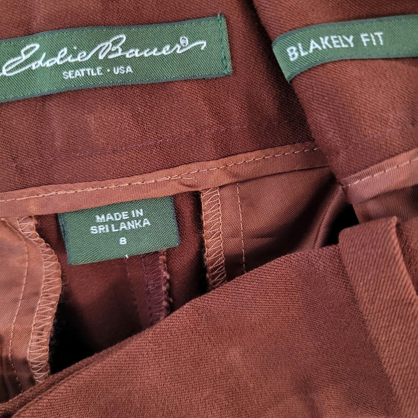 Eddie Bauer Brown Cotton Stretch Mid Rise Straight Leg Pants Size 8 (30x30)