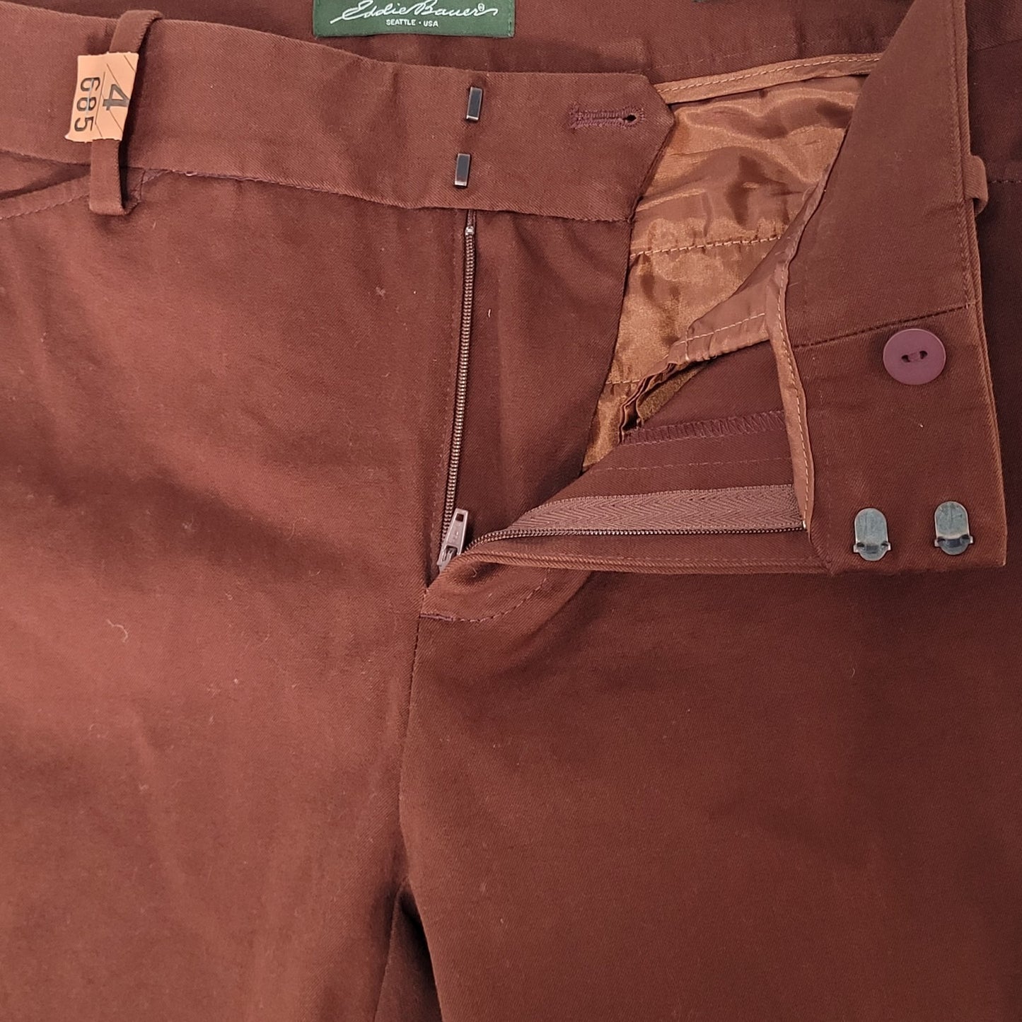 Eddie Bauer Brown Cotton Stretch Mid Rise Straight Leg Pants Size 8 (30x30)
