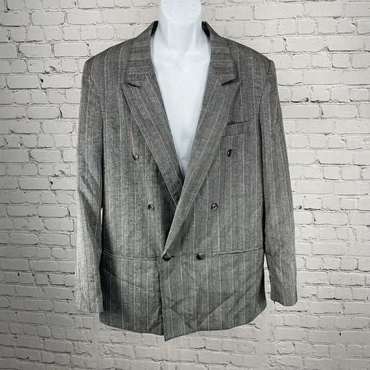 Officer Gentleman Grey Striped Buttoned Ventless Blazer Sports Coat Size XL