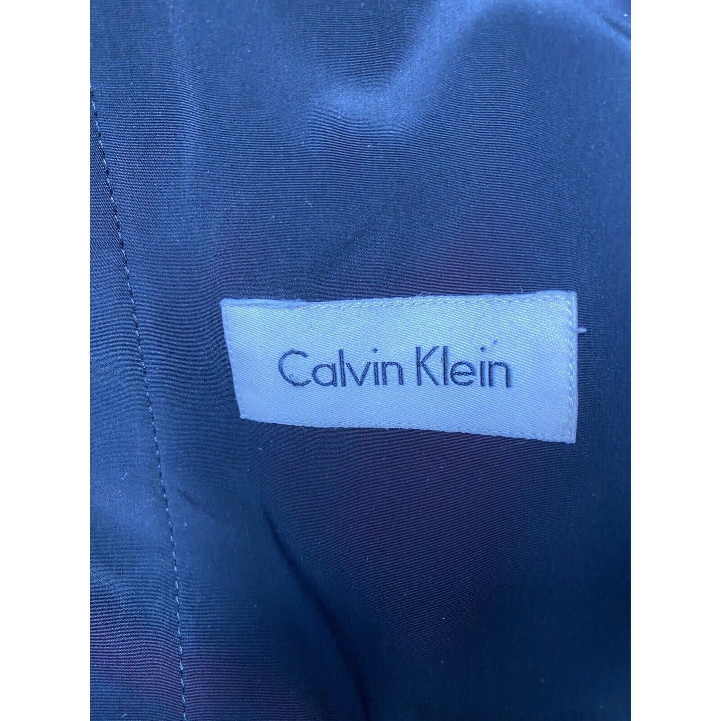 Calvin Klein Long Black Zip Out Liner Button Up Collared Coat Pockets Men’s 42S