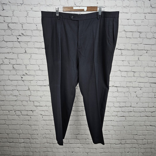 Joseph & Feiss Gold Navy Wool Blend Flat Front Straight Leg Dress Pants 42x29