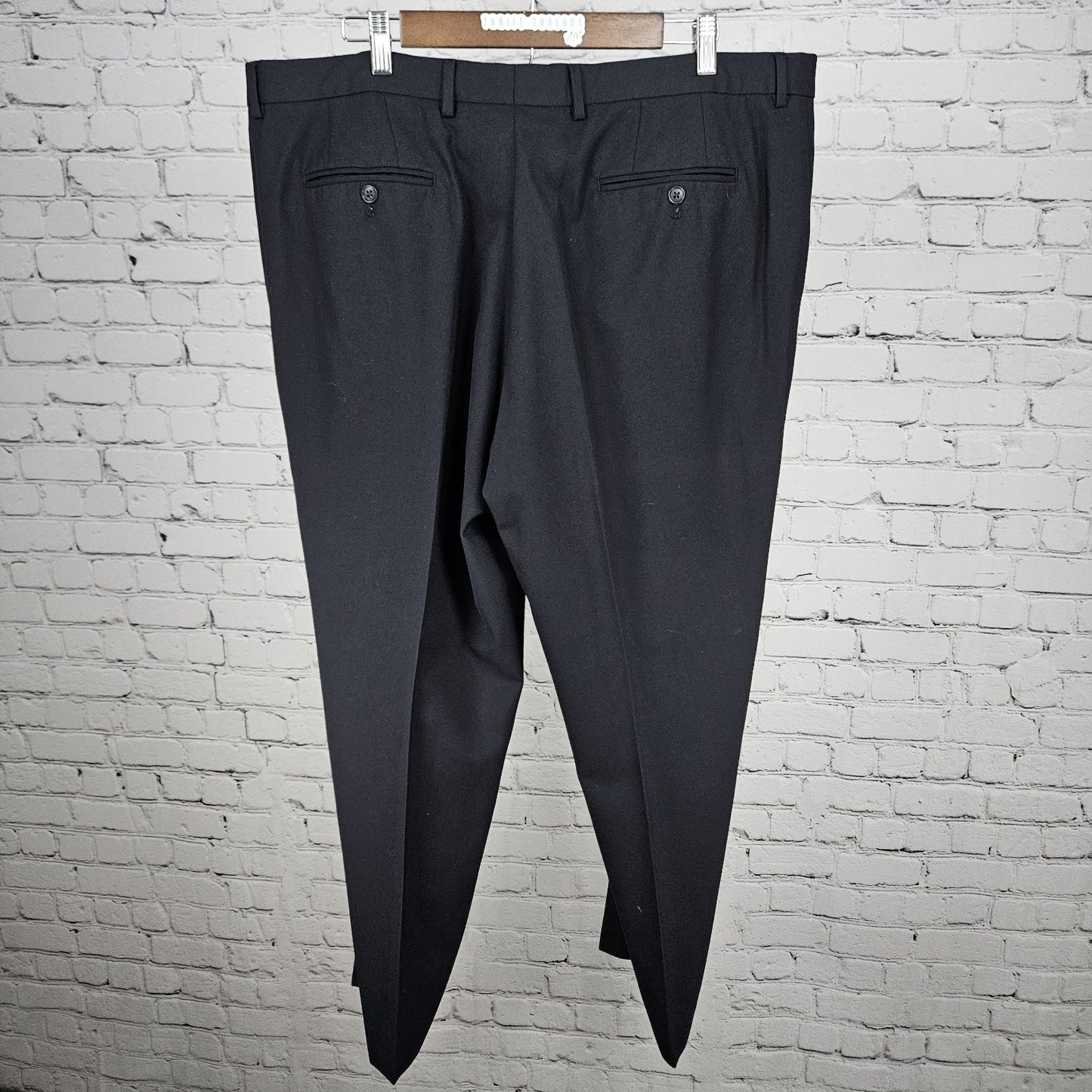 Joseph & Feiss Gold Navy Wool Blend Flat Front Straight Leg Dress Pants 42x29