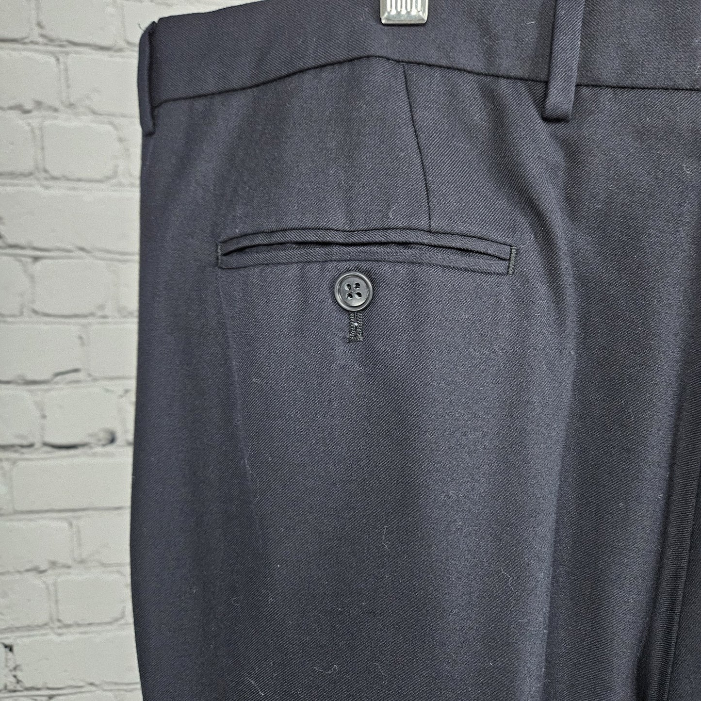Joseph & Feiss Gold Navy Wool Blend Flat Front Straight Leg Dress Pants 42x29
