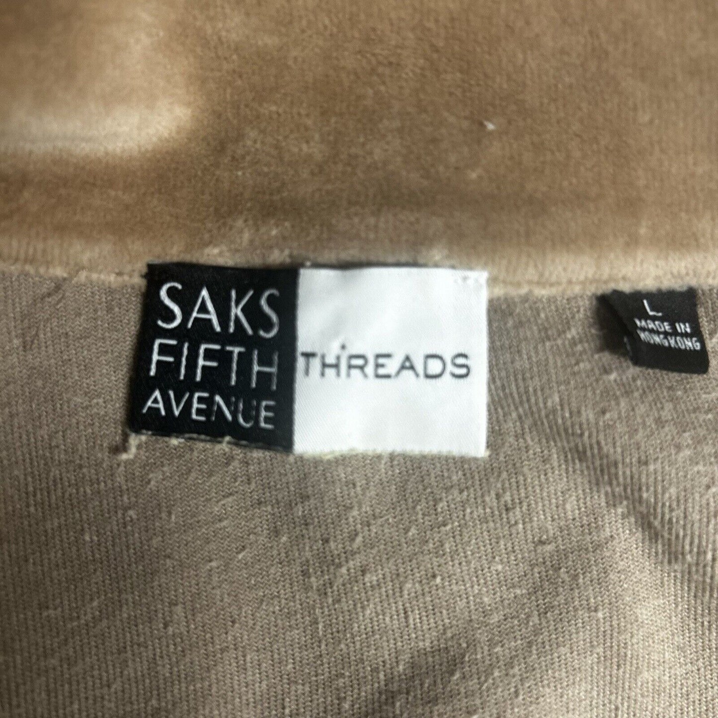 Saks Fifth Avenue Threads Nude Beige Full Zip Microfiber Two Pocket Jacket Large