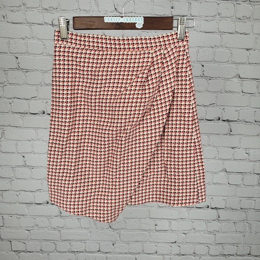 Paper London Multicolor Houndstooth Cotton Pleated Mini Skirt Size XS (24x17)