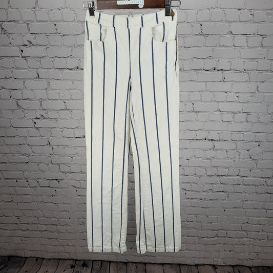 FRAME Denim Ivory & Blue Striped Stretch Jeans USA Made Size XS (22x33)