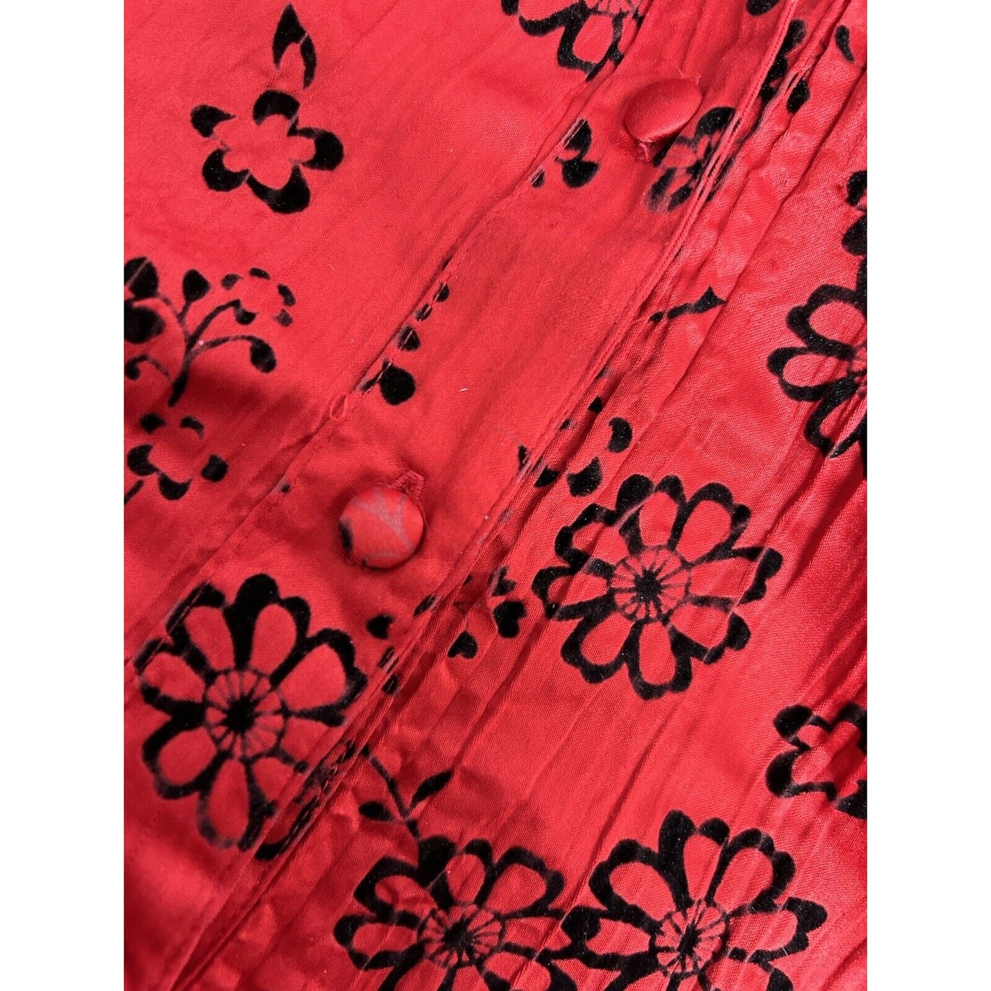Scott Taylor Red Black Textured Floral Half Sleeve Button Up Blouse Women’s 2X