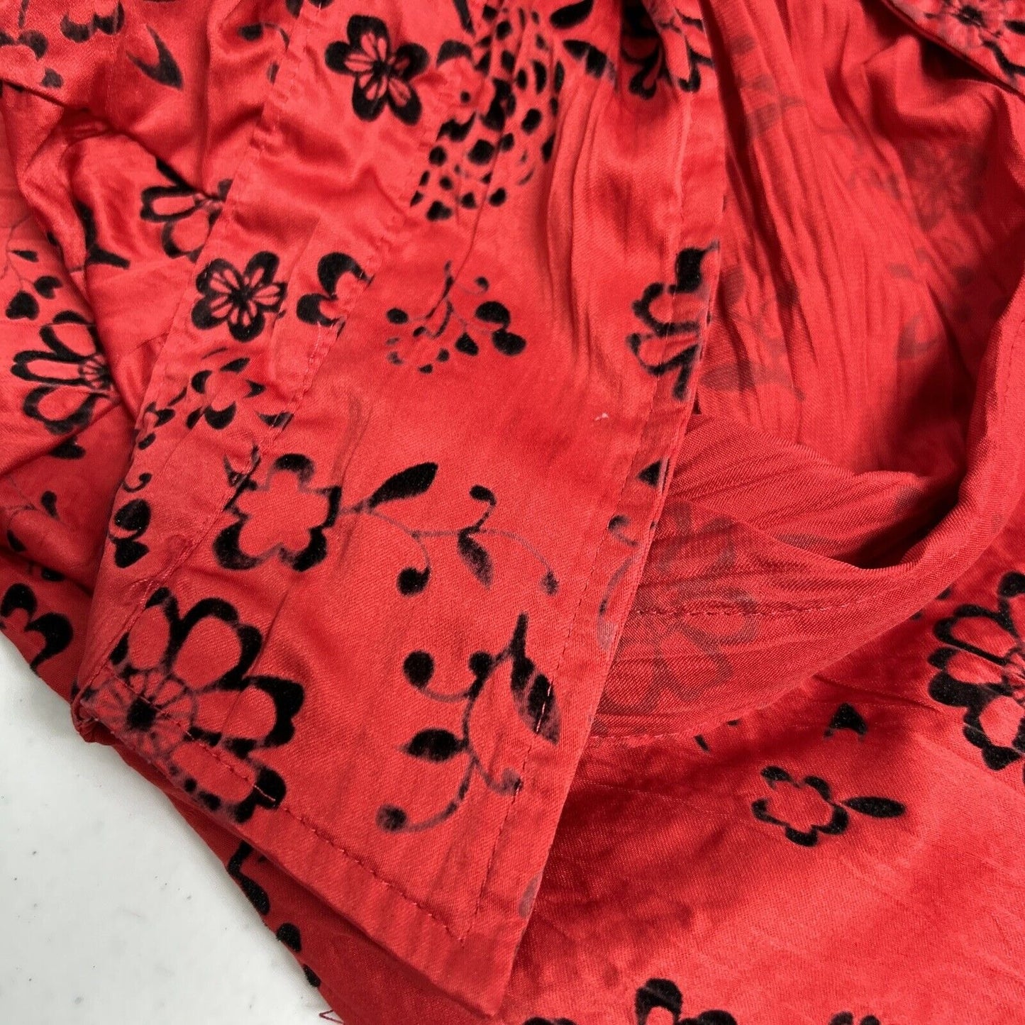 Scott Taylor Red Black Textured Floral Half Sleeve Button Up Blouse Women’s 2X