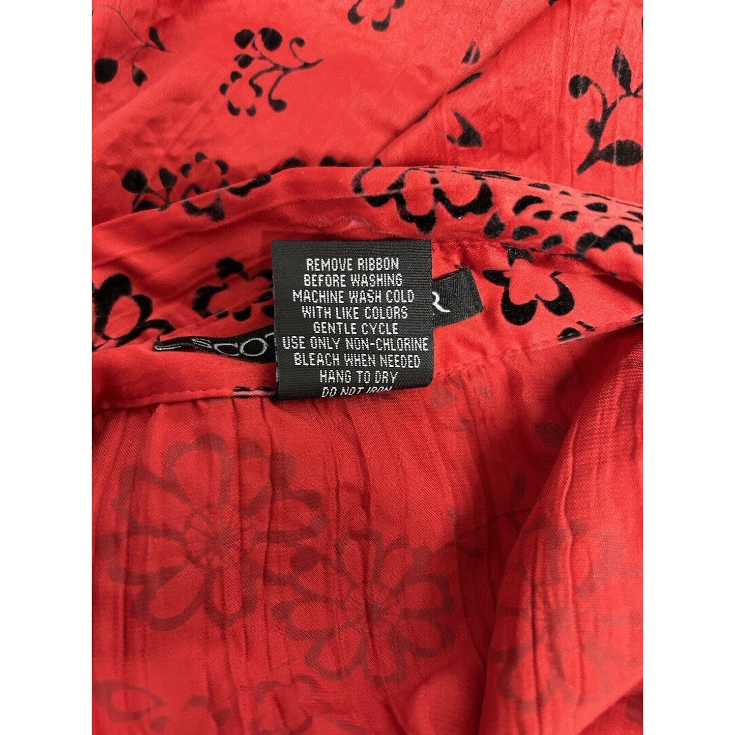 Scott Taylor Red Black Textured Floral Half Sleeve Button Up Blouse Women’s 2X