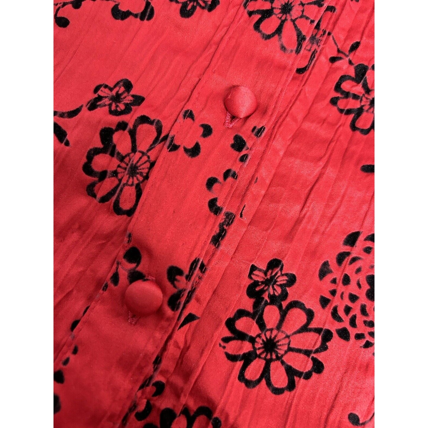 Scott Taylor Red Black Textured Floral Half Sleeve Button Up Blouse Women’s 2X