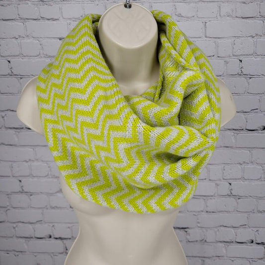 J.Crew Green Wool Blend Knit Chevron Print Infinity Loop Scarf 58x14"