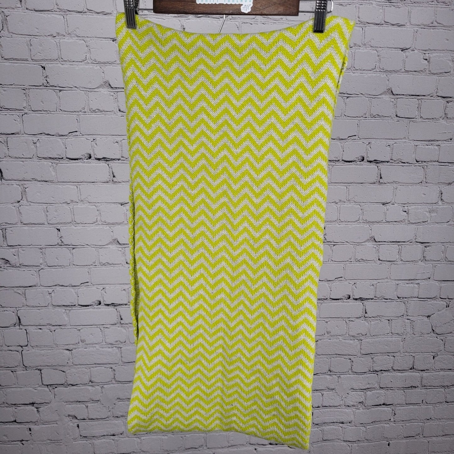 J.Crew Green Wool Blend Knit Chevron Print Infinity Loop Scarf 58x14"