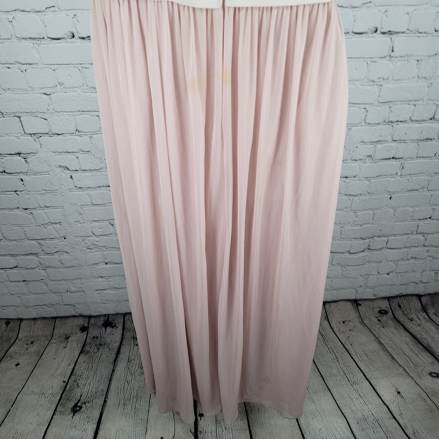 David's Bridal Pink Cameo Chiffon Lace Bodice One Shoulder Bridesmaid Dress 10
