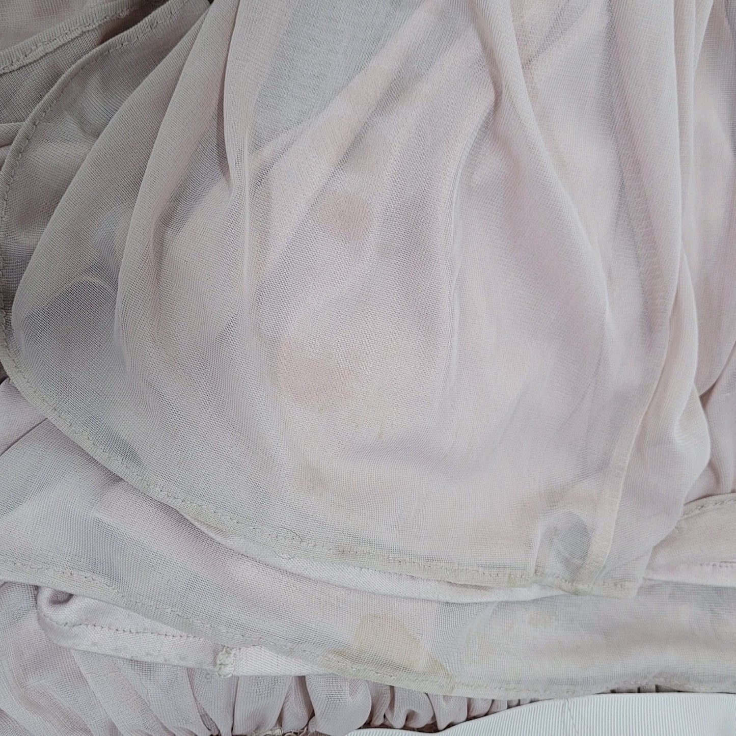 David's Bridal Pink Cameo Chiffon Lace Bodice One Shoulder Bridesmaid Dress 10