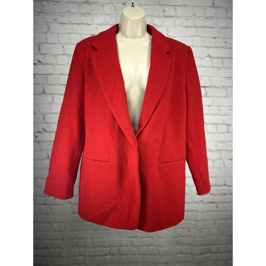 VTG Studio 205 Red Wool Cashmere Blend Single Button Coat Womens Size 16