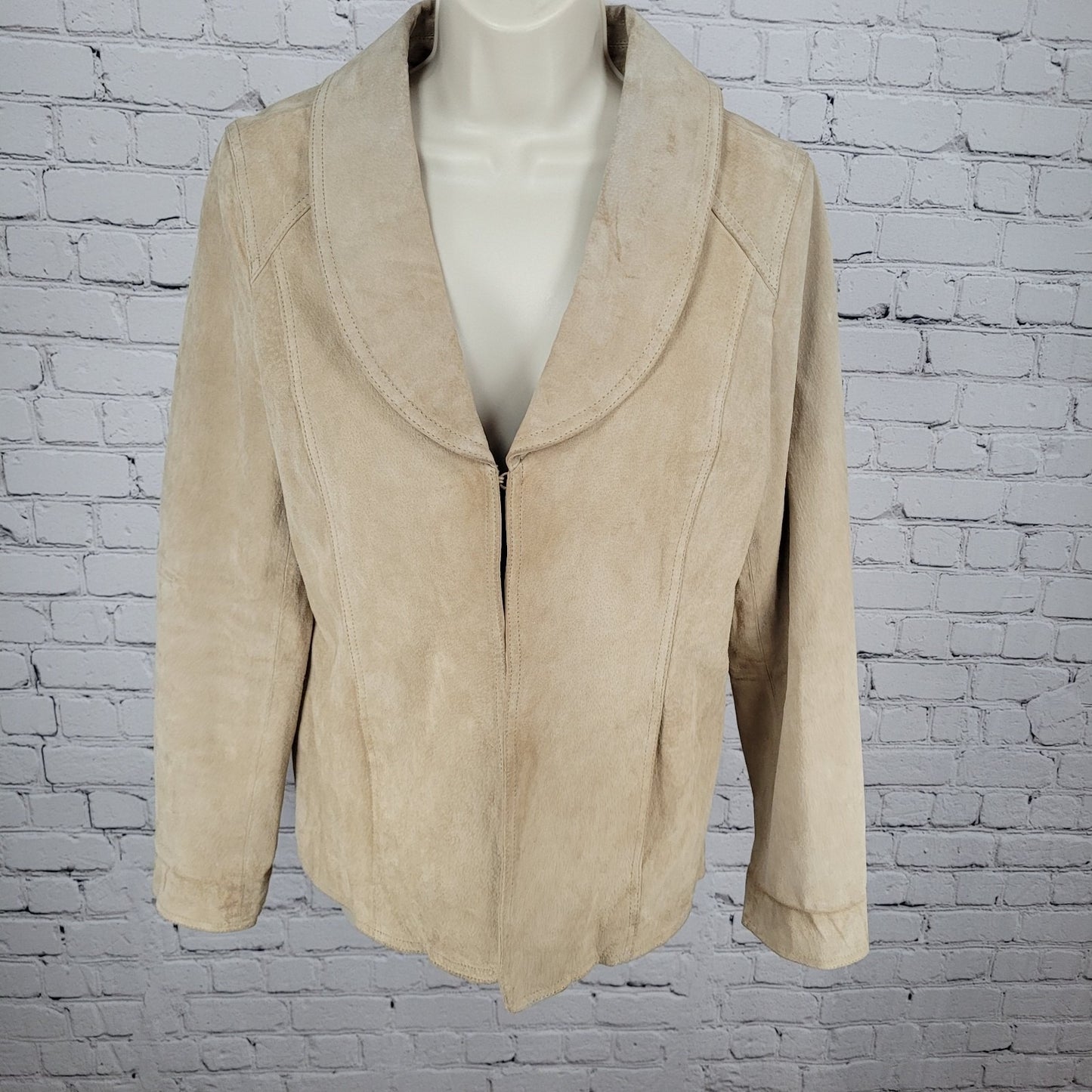 Peck & Peck Tan Genuine Suede Leather Collared Lined Jacket Size Medium M