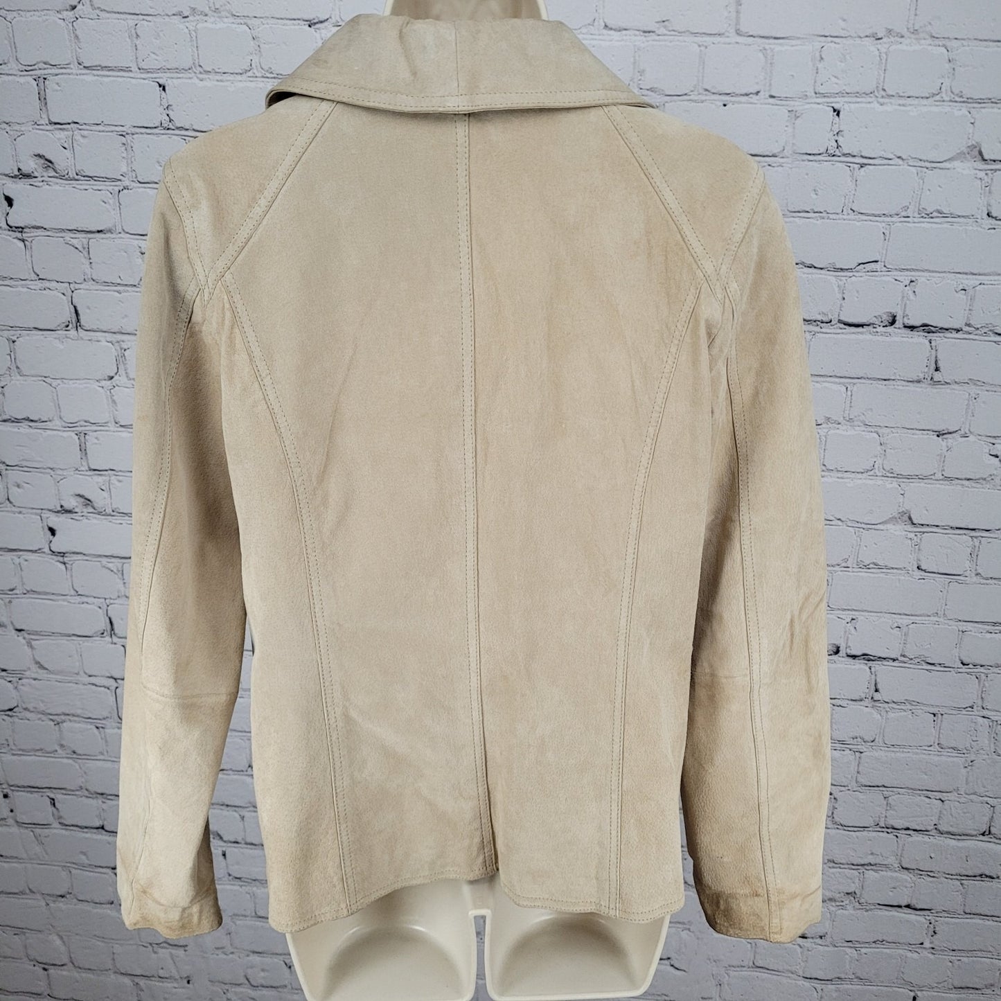 Peck & Peck Tan Genuine Suede Leather Collared Lined Jacket Size Medium M